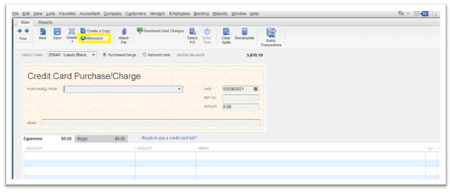 Quickbooks Memorized Transactions
